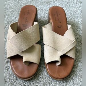 Mila Paoli Cream Crisscross Suede Slide Sandals sz 7.5
